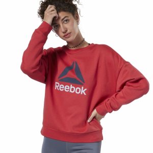 Reebok Workout Ready Big Logo Cover-Up Sweatshirt Damen - Rot - DE 452-DPT